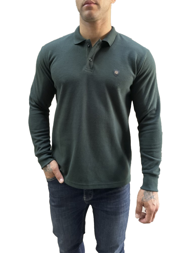 Everbest Ανδρική κυπαρισσί Polo μακρυμάνικη μπλούζα Plus size 251032 φωτογραφία